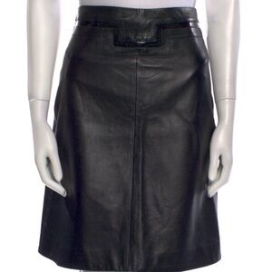 Versace Black Leather Skirt with Decorative Waistband